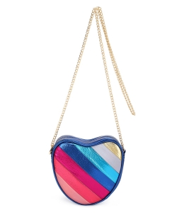 Heart stripe-print crossbody bag KUW-20350 BLUE RAINBOW